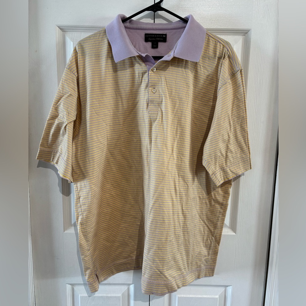 Men’s Purple and Yellow Polo Large Cutter & Buck